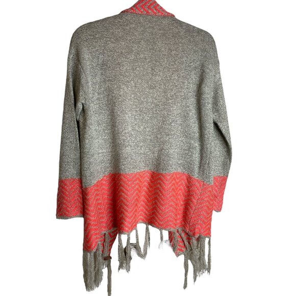 Petrol Womens Grey and Red Marled Open Cardigan with Fringe Size S/M Boho - Picture 2 of 9